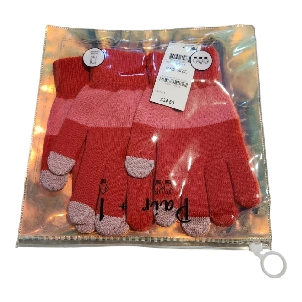 INC Women's Pair + 1 Red Pink Light Purple Gloves Set Gift Set NWT